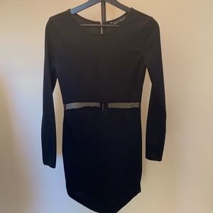 Long sleeve black mini dress